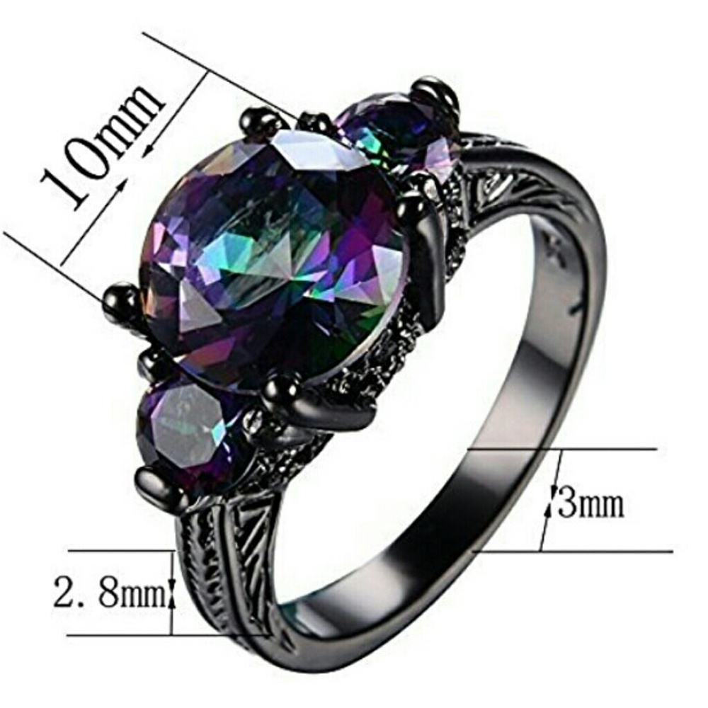 FLASH SALE! Rainbow Topaz Ring Rhodium Plated - Picture 6 of 8